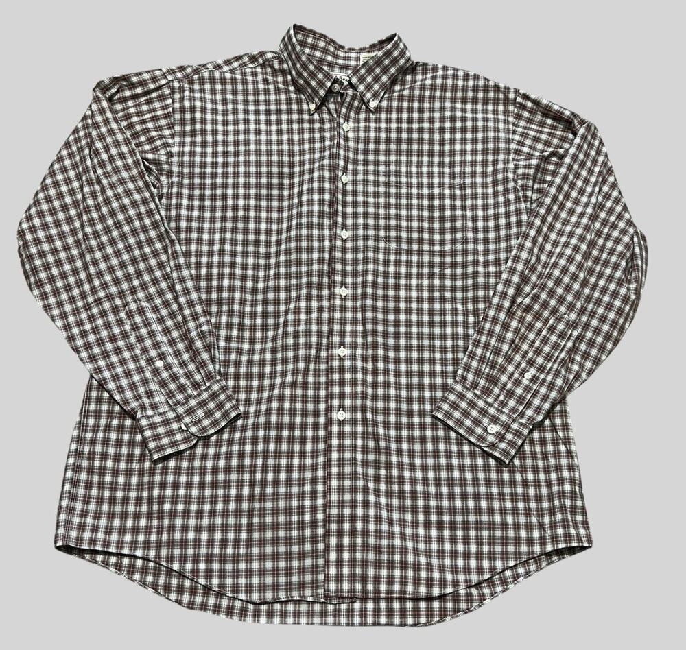LL BEAN Shirt Mens XL Button Up Long Sleeve Red Plaid Pocket Classic